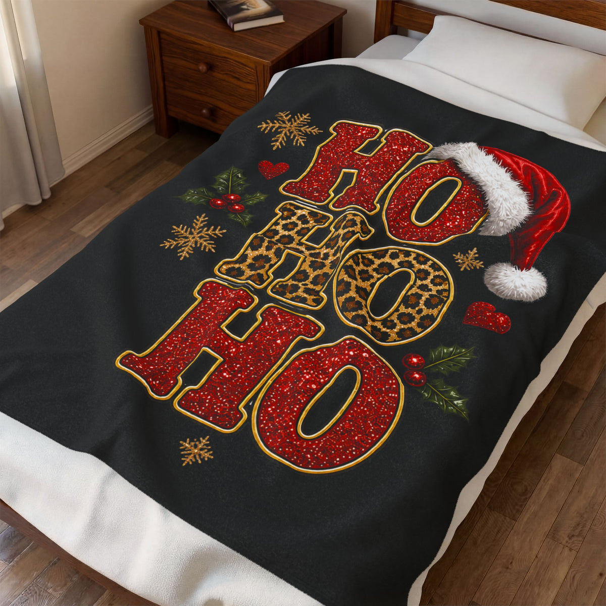 HOHOHO CHRISTMAS Velveteen Plush Blanket