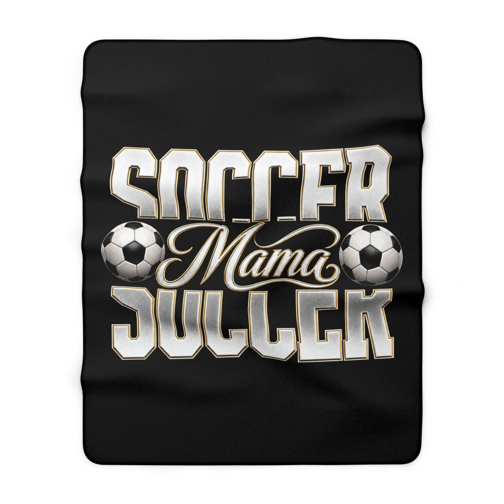 SOCCER MAMA Sherpa Fleece Black Blanket