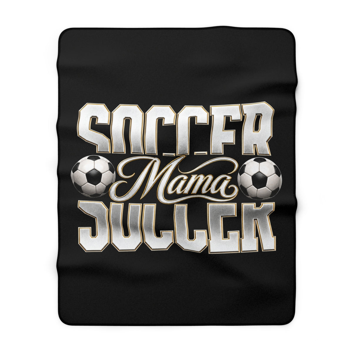 SOCCER MAMA Sherpa Fleece Black Blanket
