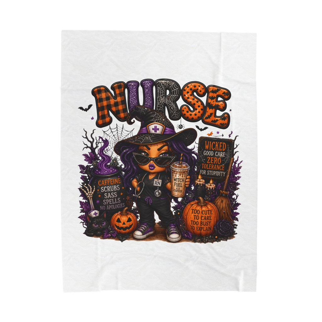 SASSY HALLOWEEN NURSE Velveteen Plush Blanket