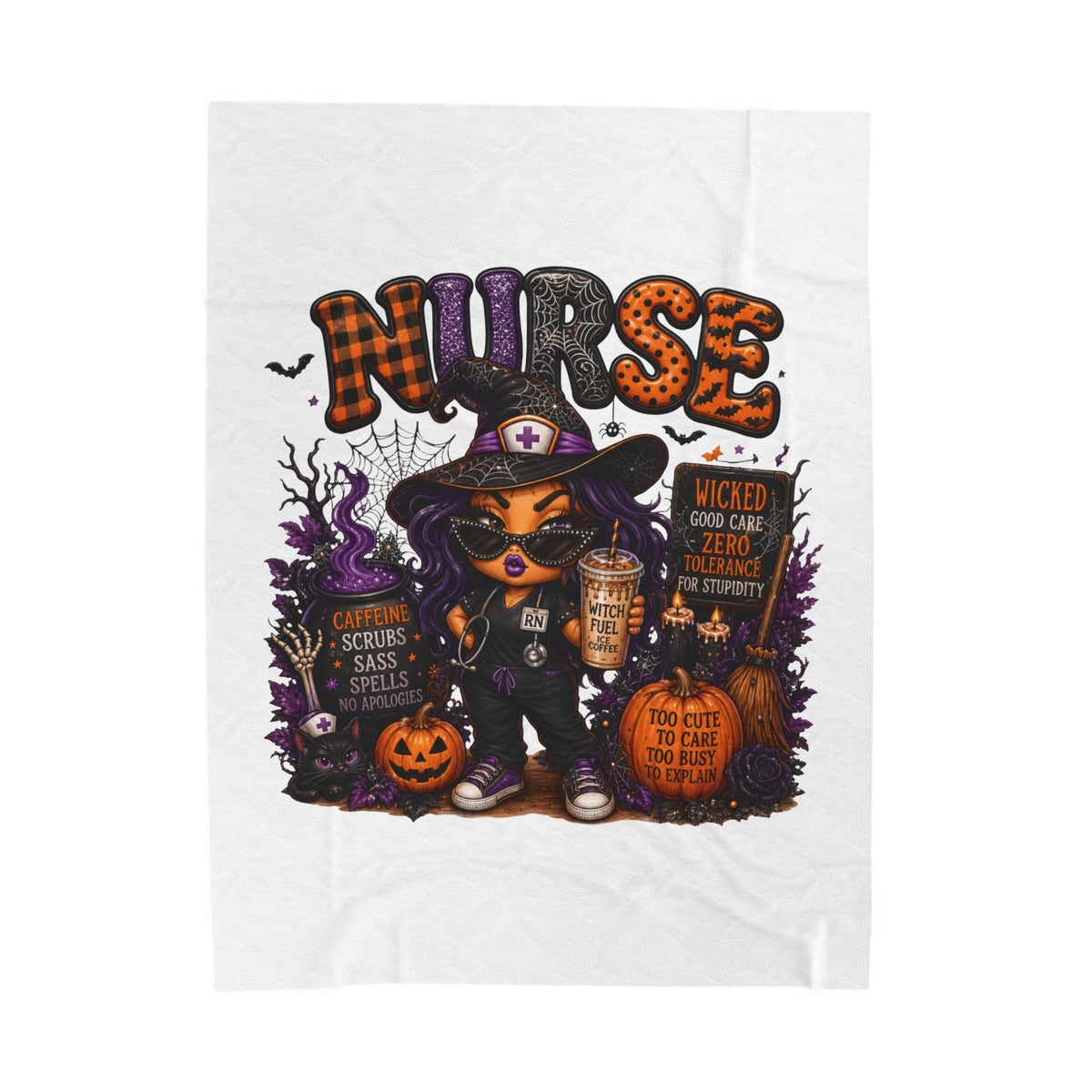 SASSY HALLOWEEN NURSE Velveteen Plush Blanket