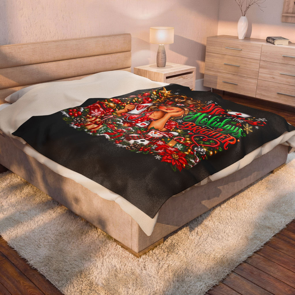 NURSE CHRISTMAS BLANKET Velveteen Plush Blanket