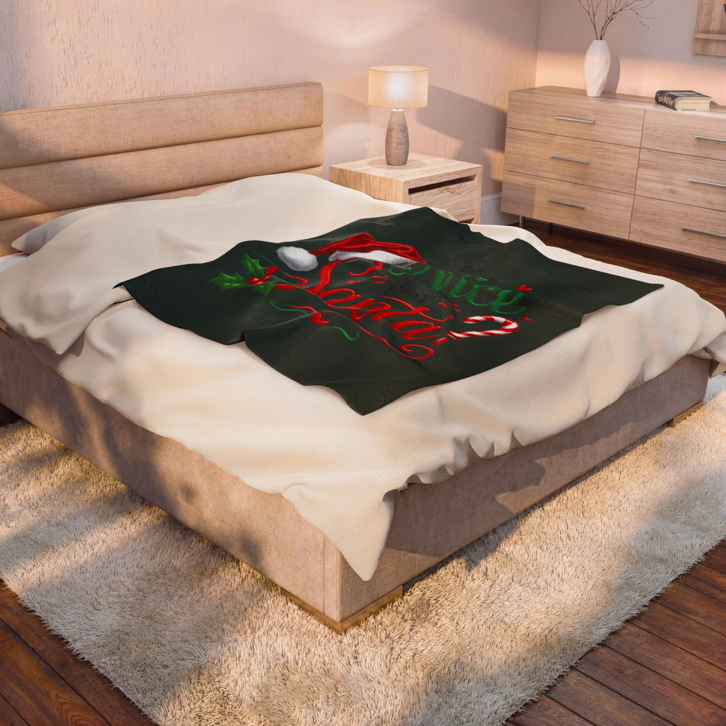 BE NICE TO SANTA Velveteen Plush Blanket