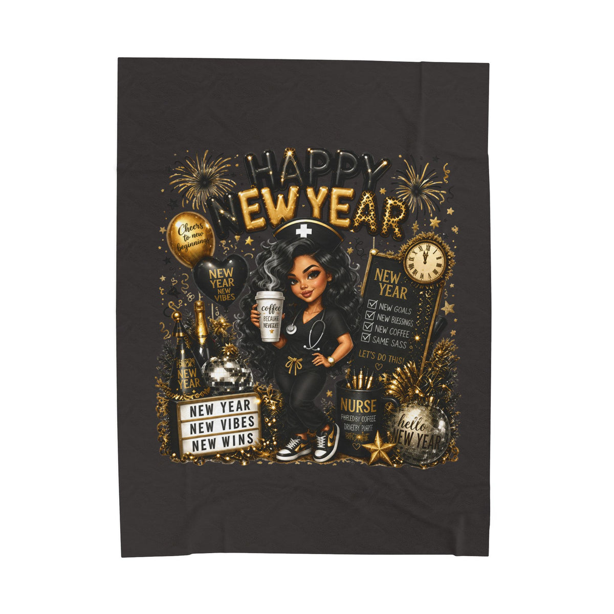 SASSY NEW YEAR NURSE Velveteen Plush Blanket