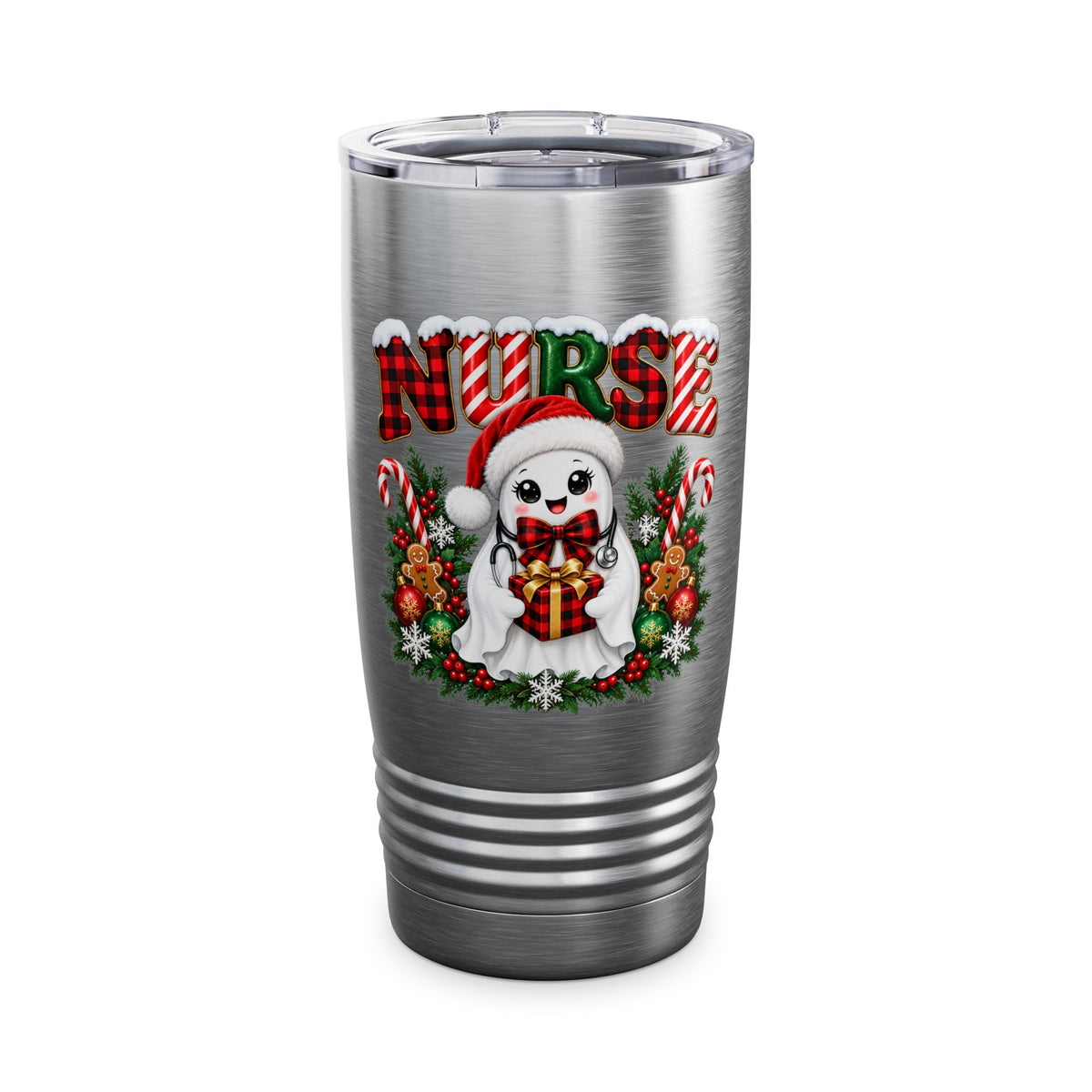 NURSE CHRISTMAS GHOST COFFEE Ringneck Tumbler, 20oz