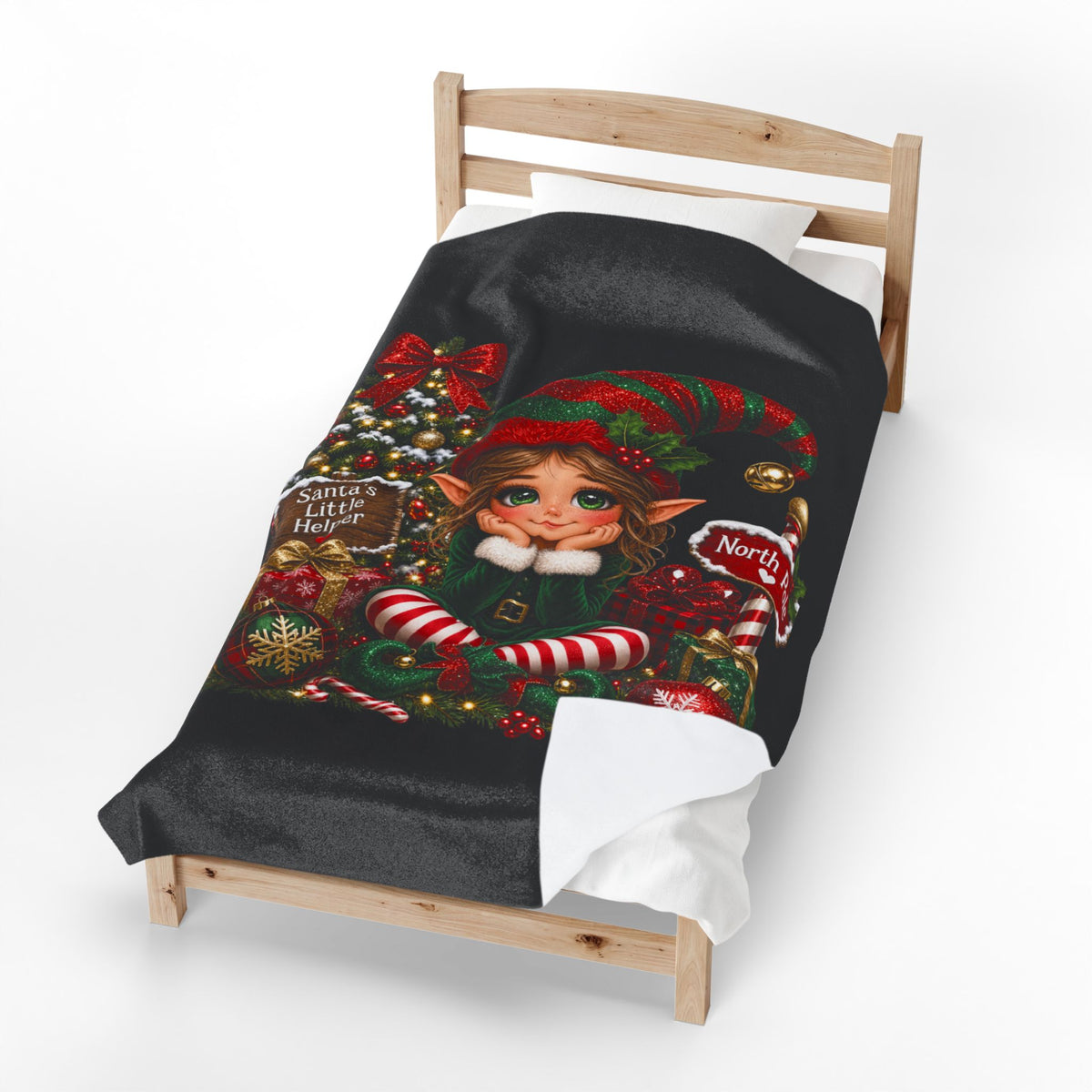 CHRISTMAS PRETTY ELF Velveteen Plush Blanket