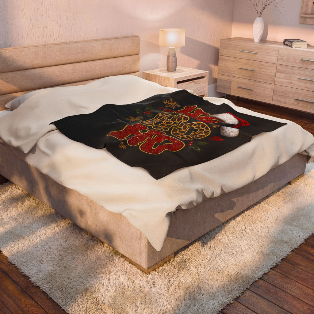 HOHOHO CHRISTMAS Velveteen Plush Blanket