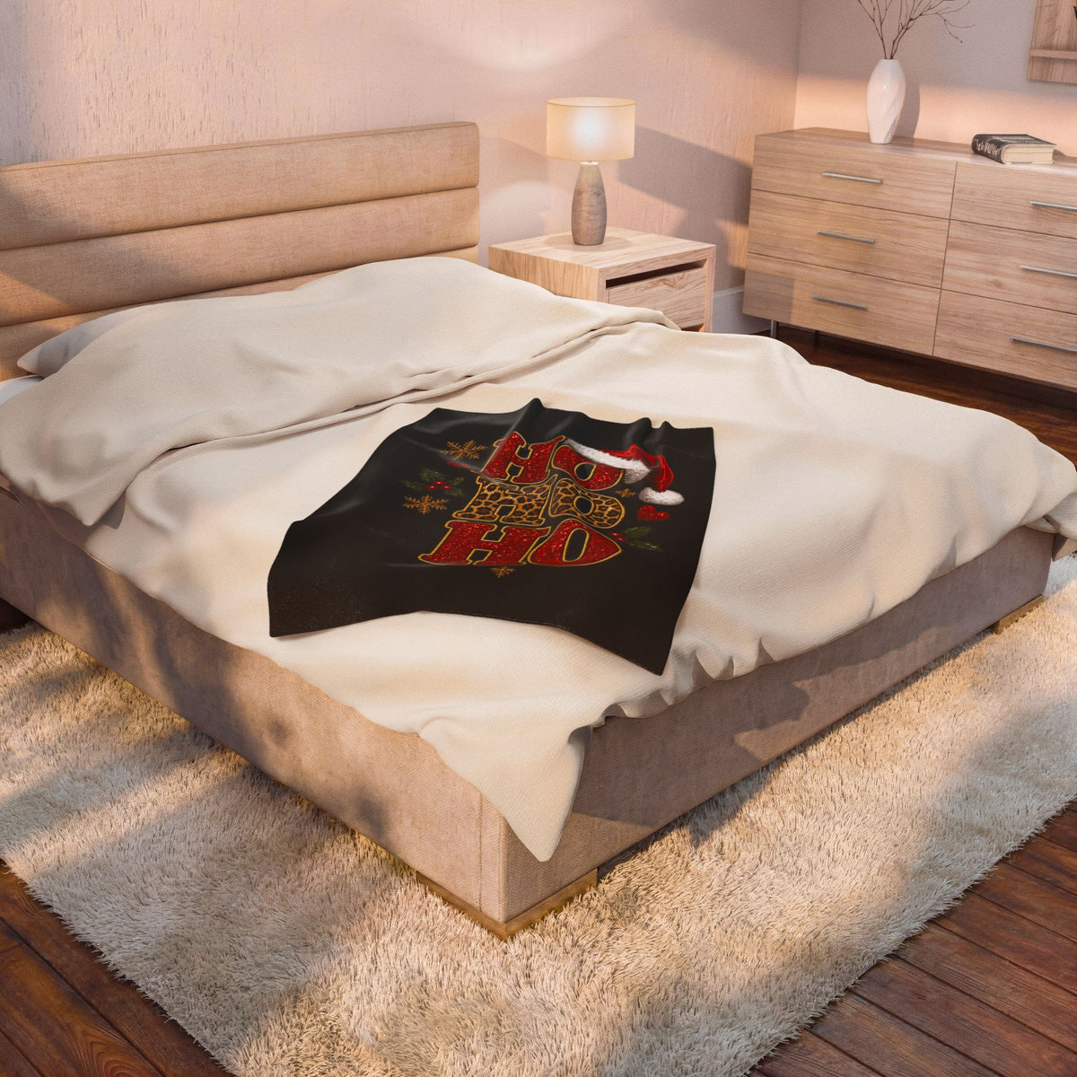 HOHOHO CHRISTMAS Velveteen Plush Blanket