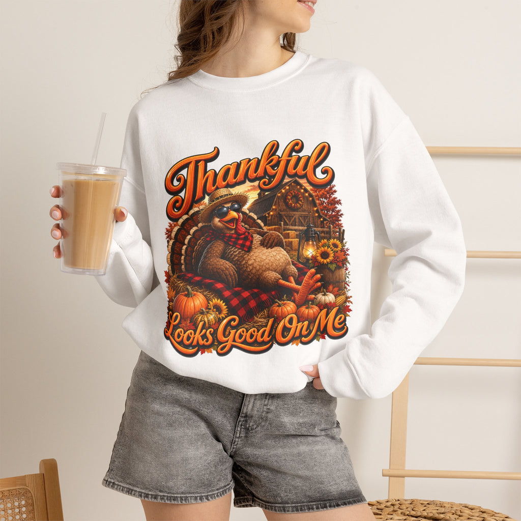 THANKFUL LOOKS GOOD ON ME Crewneck Sweatshirt