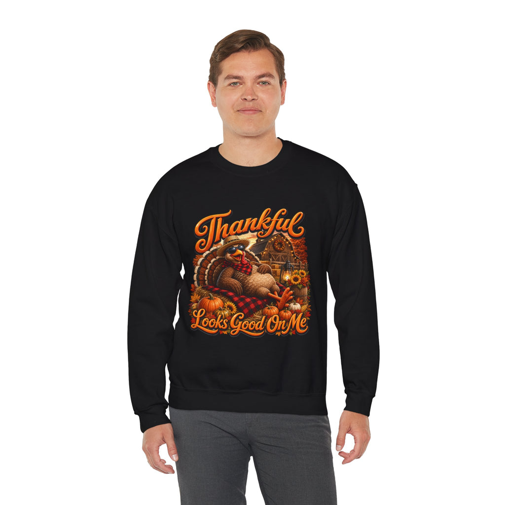 THANKFUL LOOKS GOOD ON ME Crewneck Sweatshirt