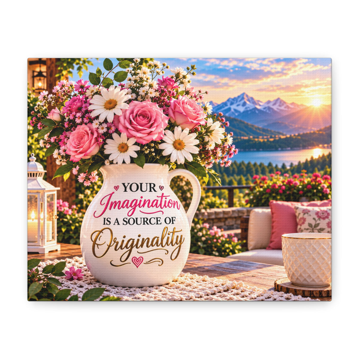 Your Imagination Is a Source of Originality – Inspirational Floral Canvas Wall Art
