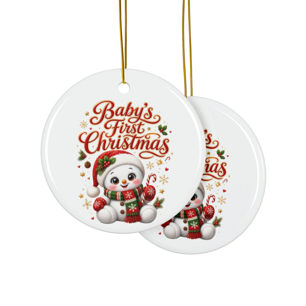 BABY'S FIRST CHRISTMAS Decorative Ceramic Ornaments, Double-Sided (1pc, 3pcs, 5pcs, 10pcs)