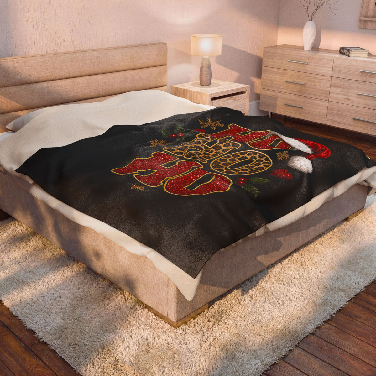 HOHOHO CHRISTMAS Velveteen Plush Blanket