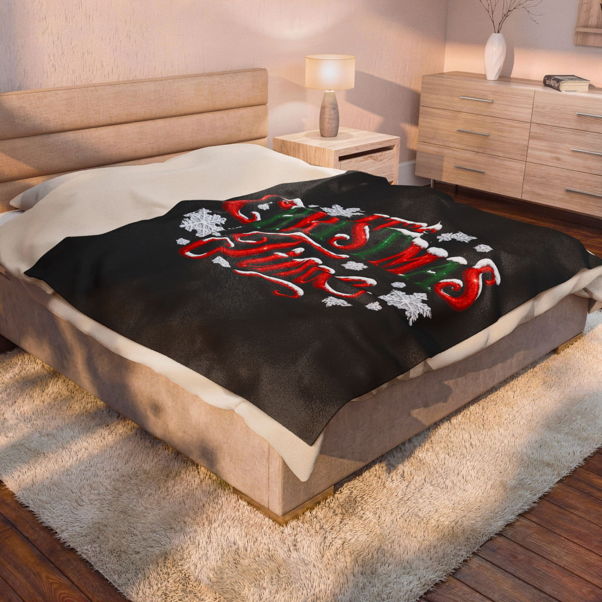 IT'S CHRISTMAS TIME Velveteen Plush Blanket