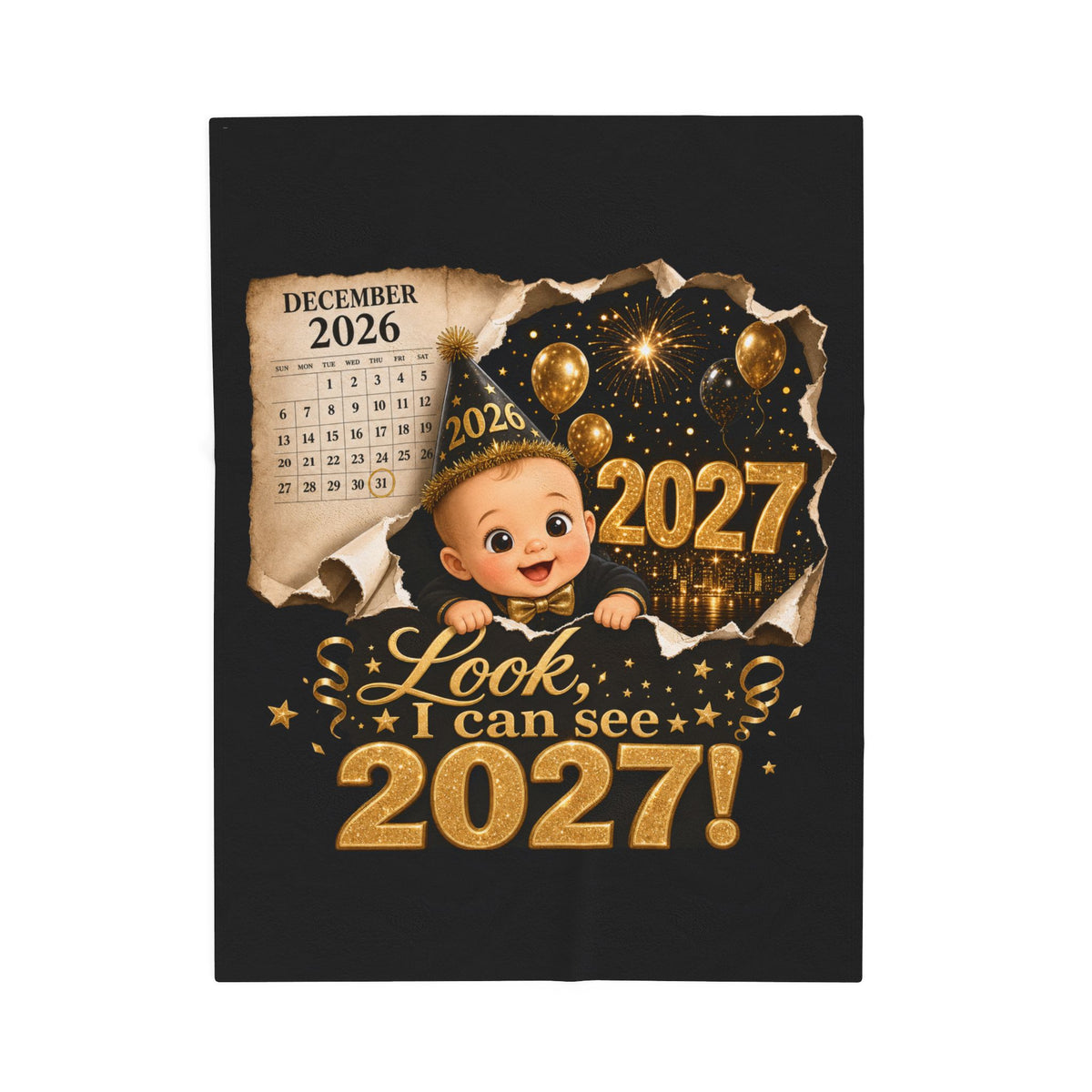 NEW YEAR BLANKET Velveteen Plush Blanket