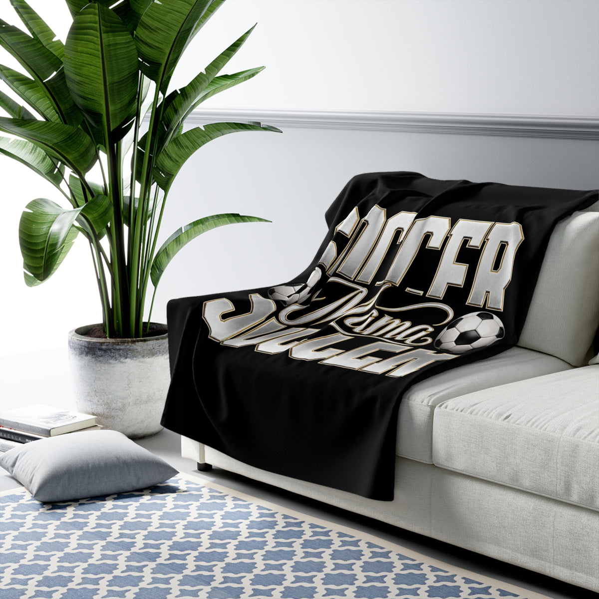 SOCCER MAMA BLACK Sherpa Fleece Blanket