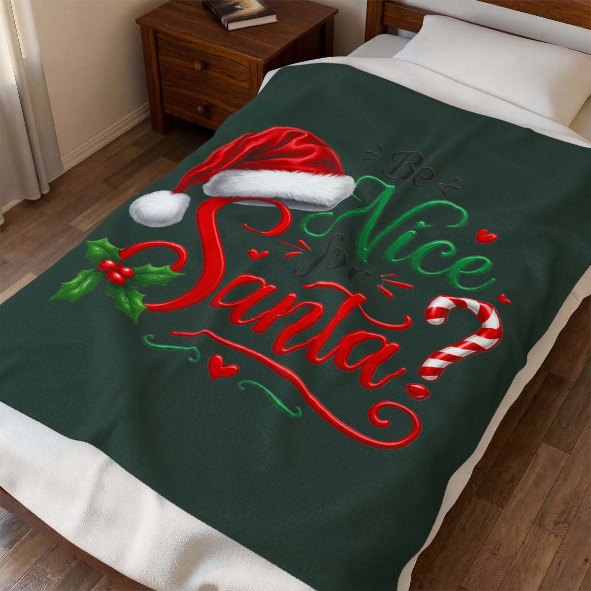 BE NICE TO SANTA Velveteen Plush Blanket