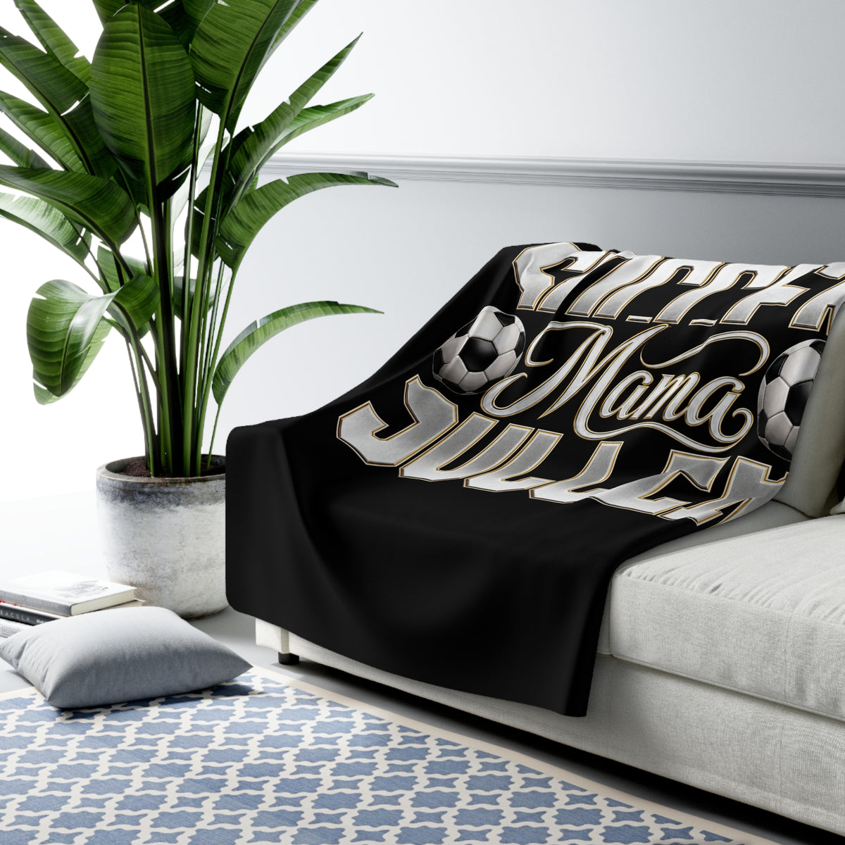 SOCCER MAMA BLACK Sherpa Fleece Blanket