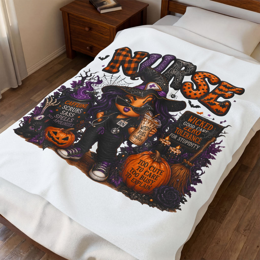 SASSY HALLOWEEN NURSE Velveteen Plush Blanket