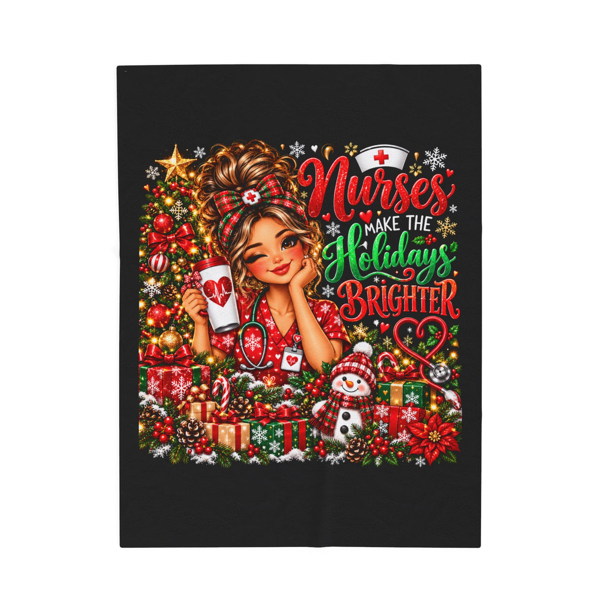 NURSE CHRISTMAS BLANKET Velveteen Plush Blanket