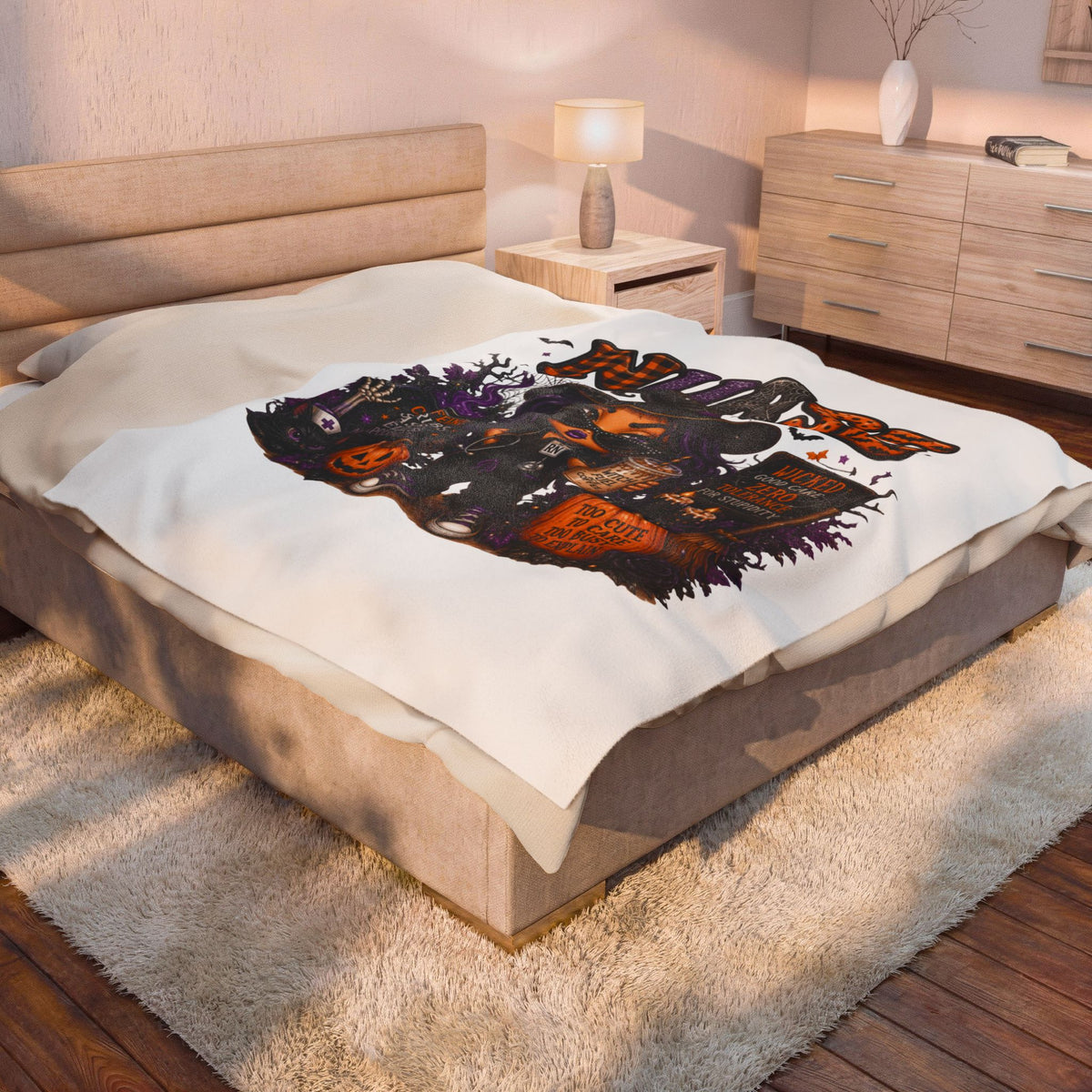 SASSY HALLOWEEN NURSE Velveteen Plush Blanket