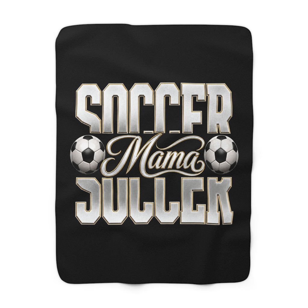 SOCCER MAMA Sherpa Fleece Black Blanket