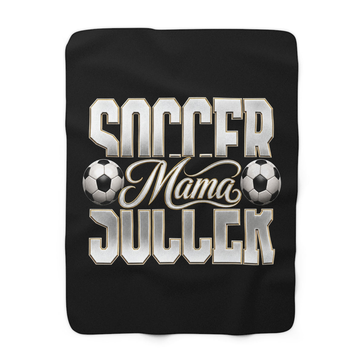 SOCCER MAMA Sherpa Fleece Black Blanket
