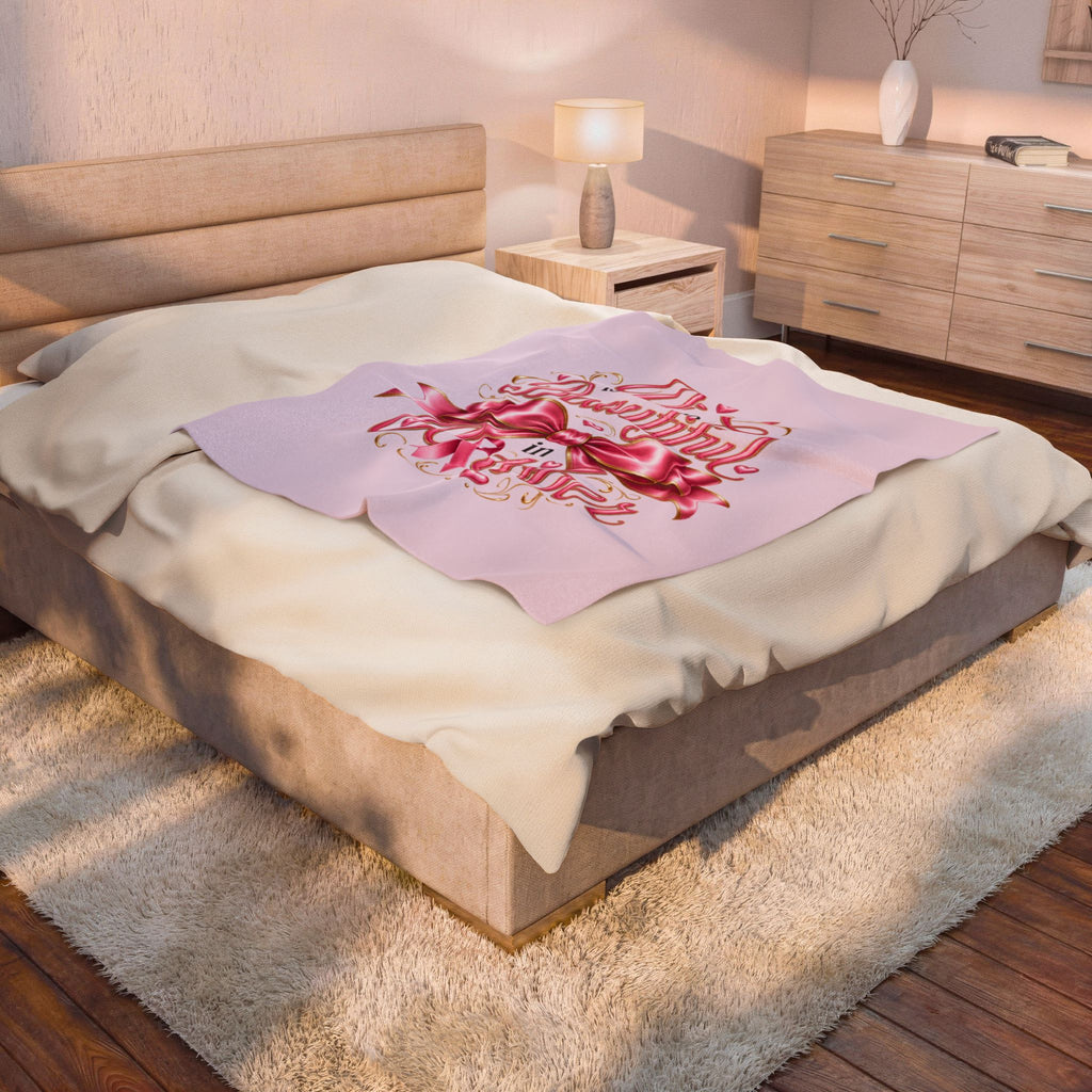PINK BEAUTIFUL OCTOBER Velveteen Plush Blanket