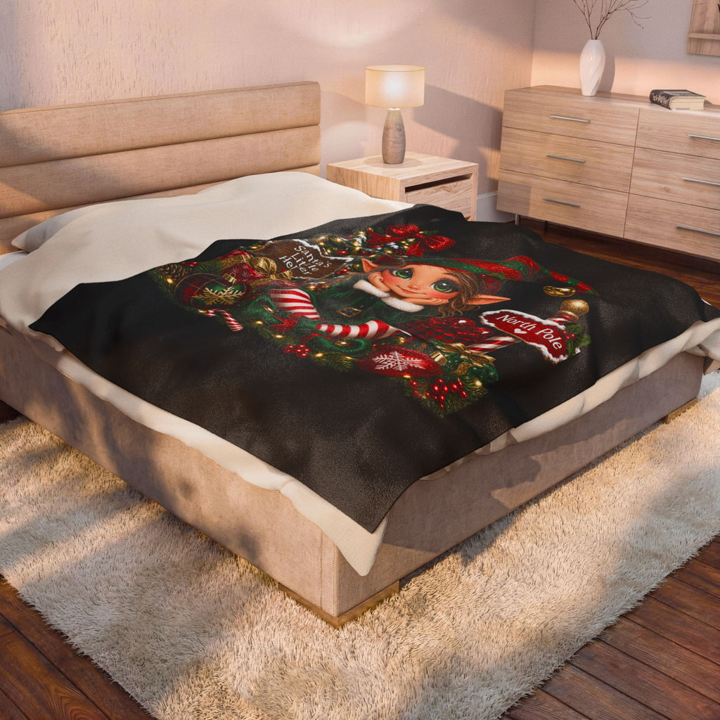 CHRISTMAS PRETTY ELF Velveteen Plush Blanket