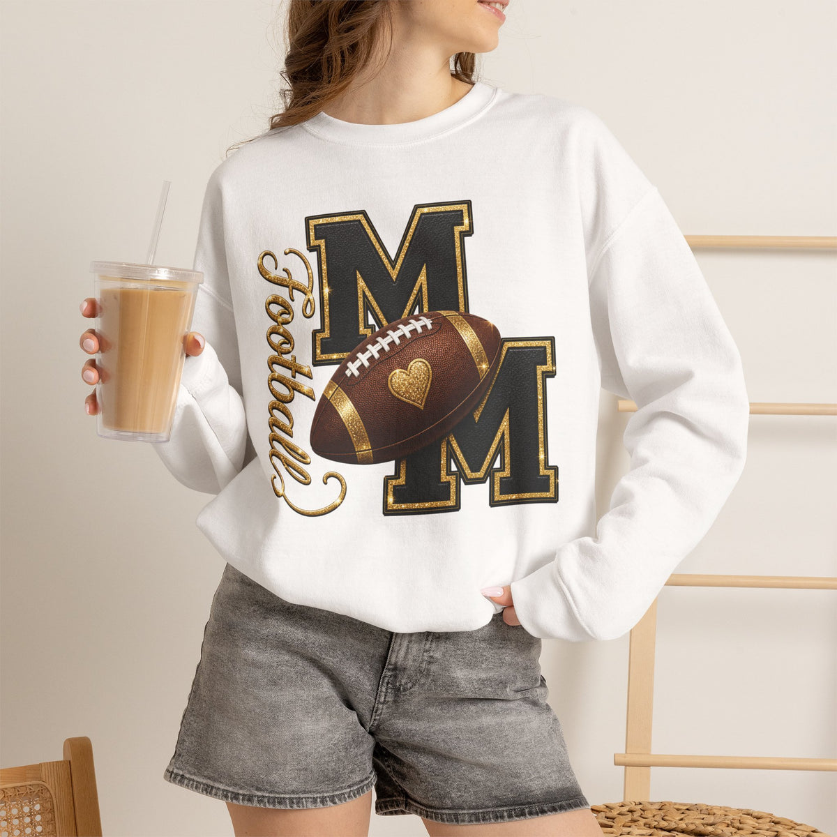  FOOTBALL MOM Heavy Blend Crewneck Sweatshirt