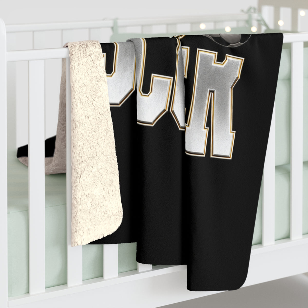 SOCCER MAMA Sherpa Fleece Black Blanket