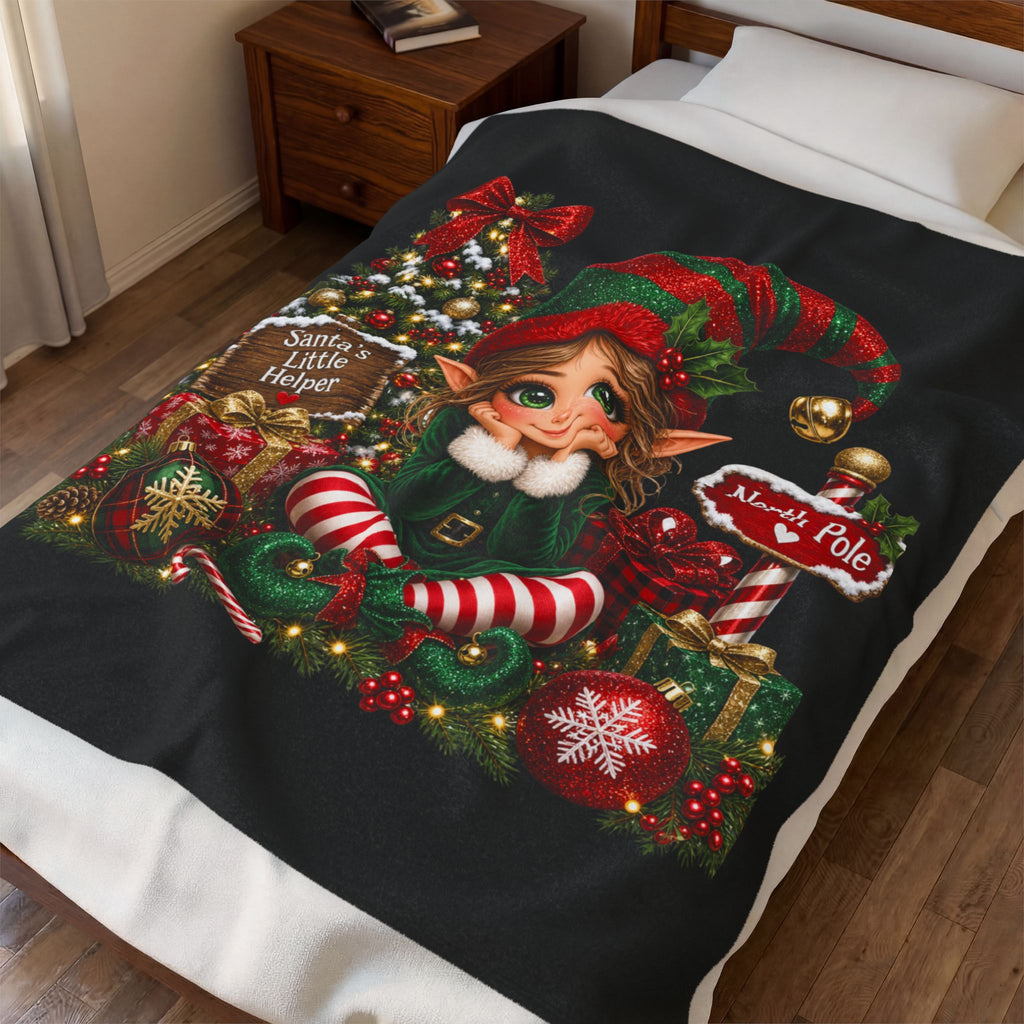CHRISTMAS PRETTY ELF Velveteen Plush Blanket