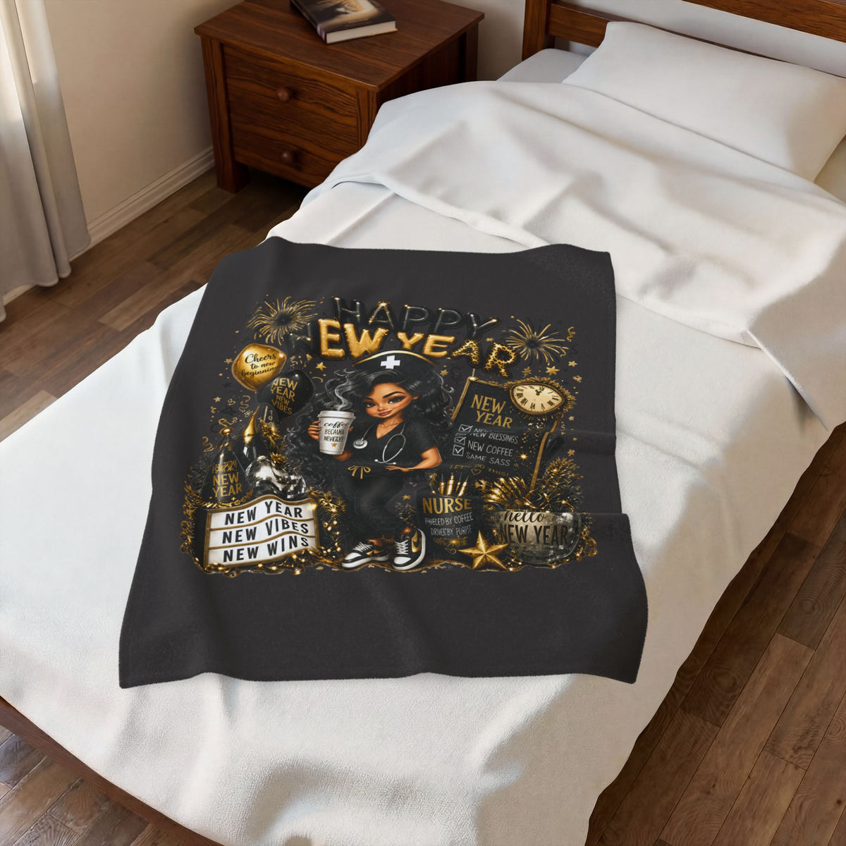 SASSY NEW YEAR NURSE Velveteen Plush Blanket