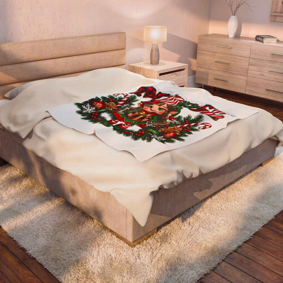CHRISTMAS ELF Velveteen Plush Blanket