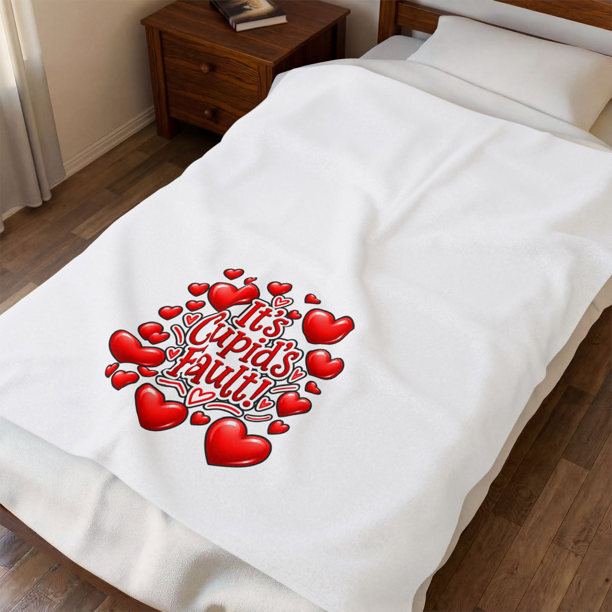 IT'S CUPID'S FAULT Velveteen Plush Blanket