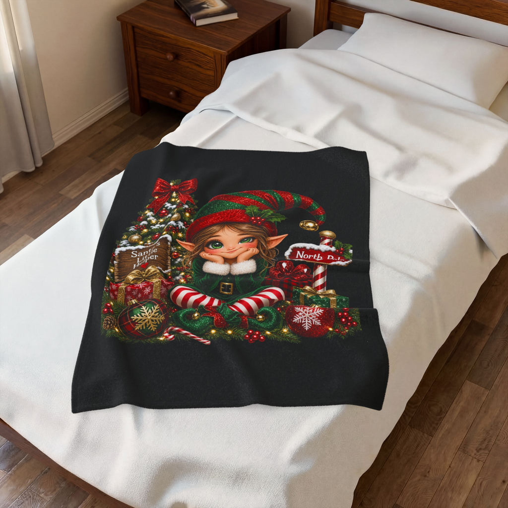 CHRISTMAS PRETTY ELF Velveteen Plush Blanket