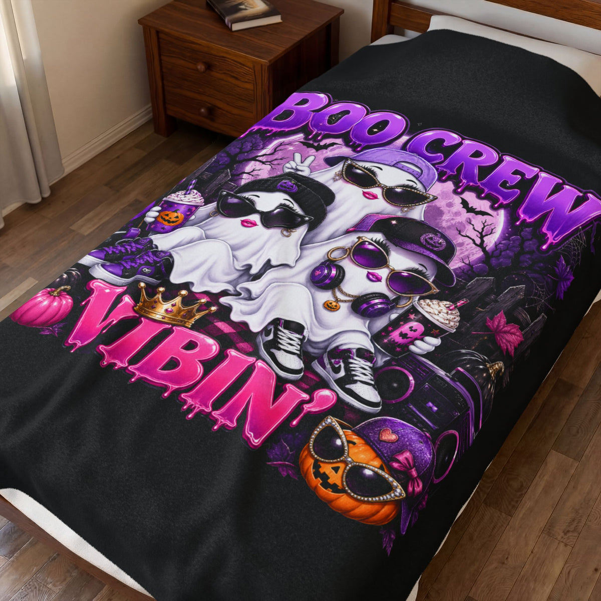 BOO CREW VIBIN Velveteen Plush Blanket