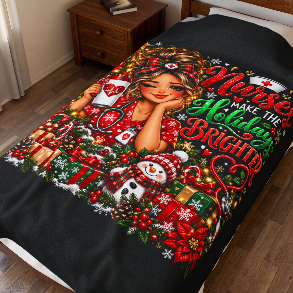 NURSE CHRISTMAS BLANKET Velveteen Plush Blanket