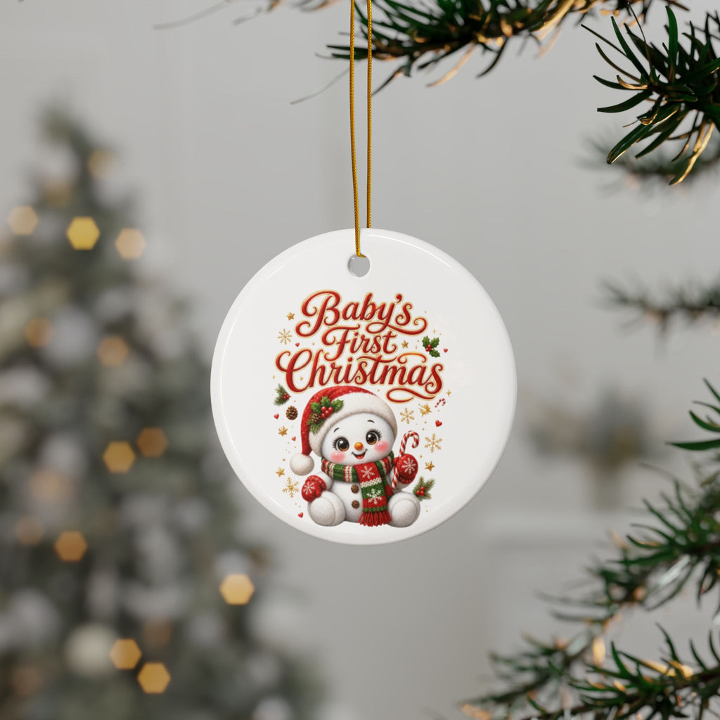 BABY'S FIRST CHRISTMAS Decorative Ceramic Ornaments, Double-Sided (1pc, 3pcs, 5pcs, 10pcs)
