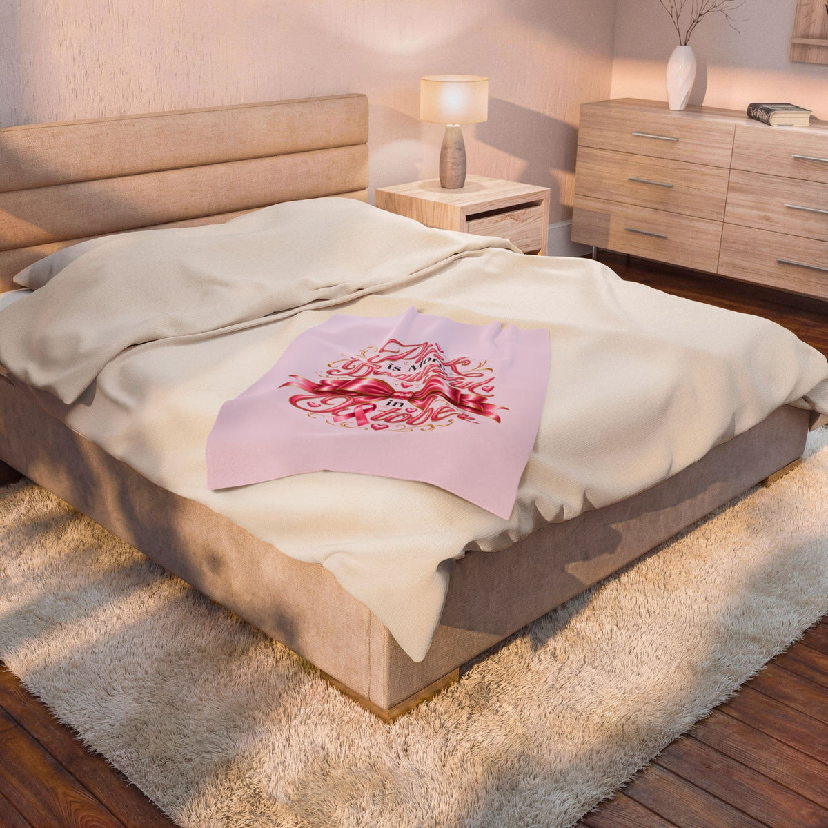 PINK BEAUTIFUL OCTOBER Velveteen Plush Blanket