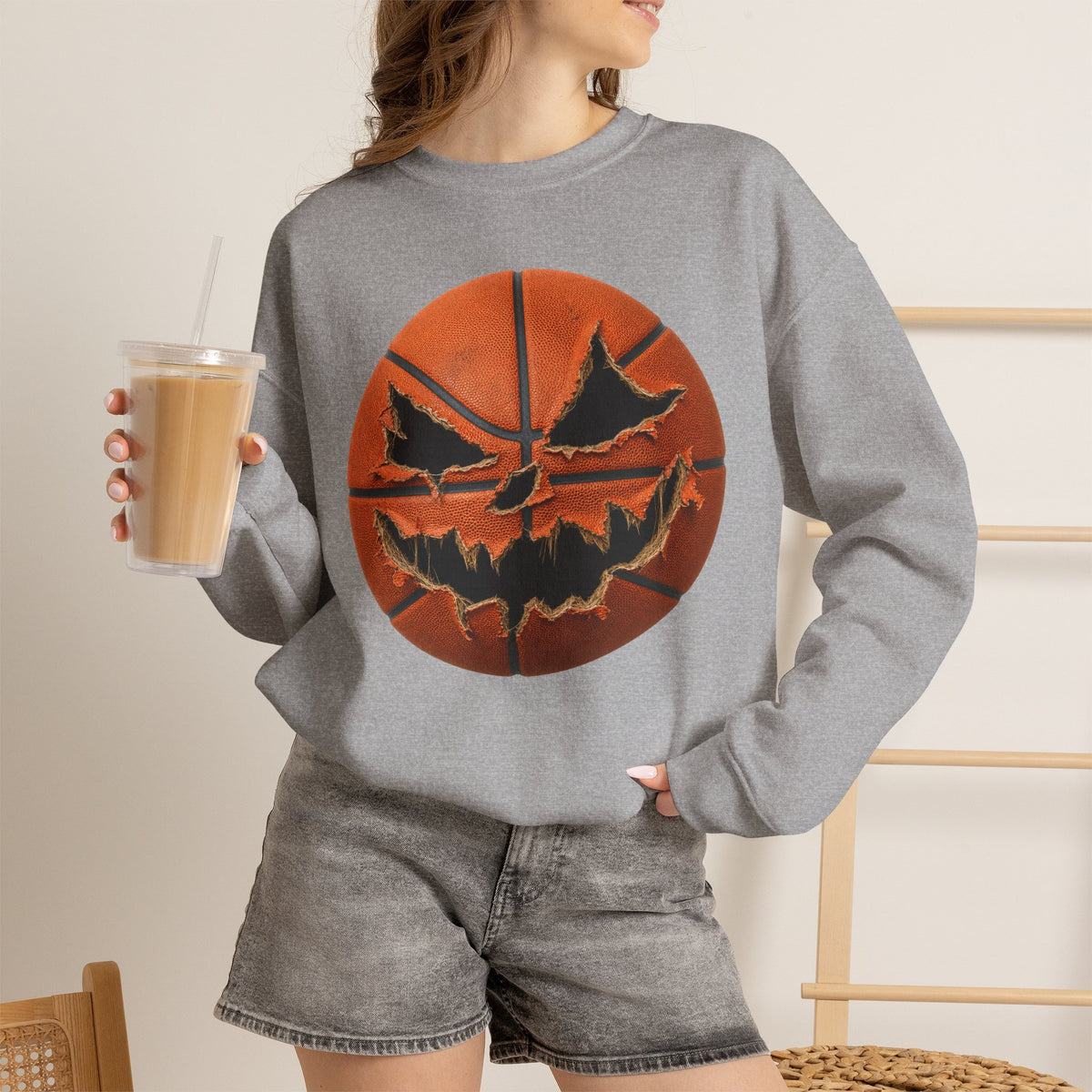PUMPKIN BASKETBALL Unisex Heavy Blend™ Crewneck Sweatshirt