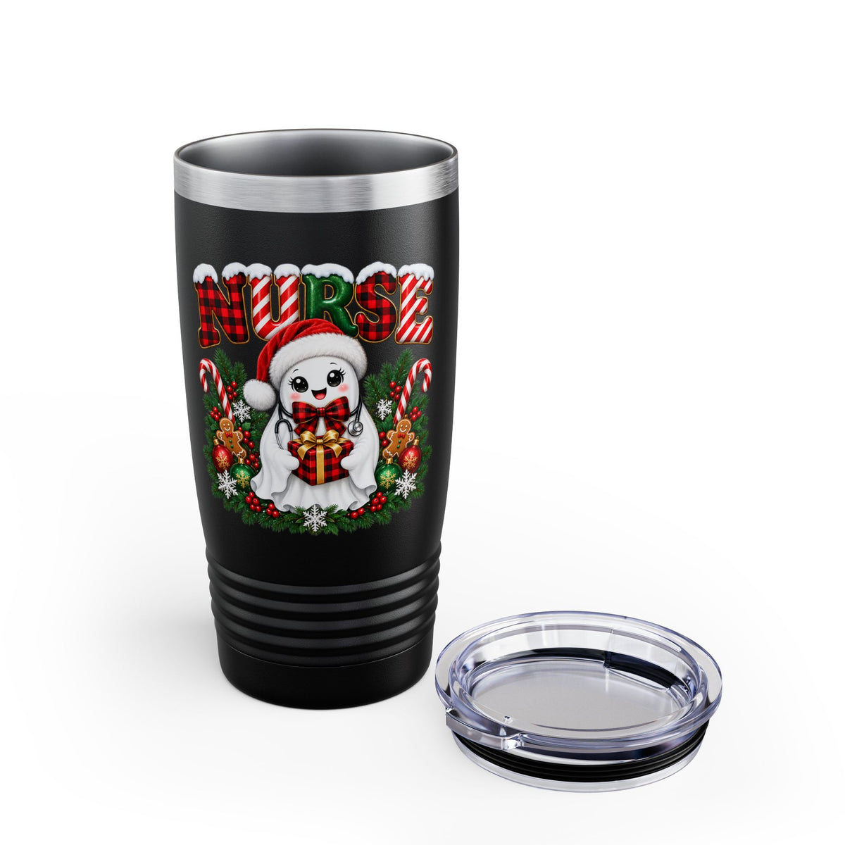 NURSE CHRISTMAS GHOST COFFEE Ringneck Tumbler, 20oz