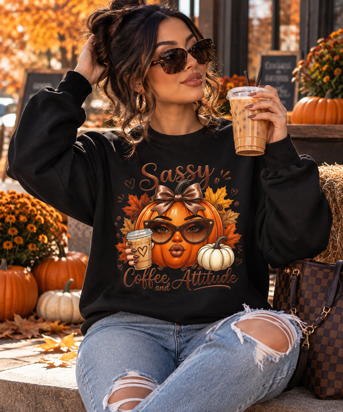 Sassy Coffee & Attitude Fall Crewneck Sweatshirt 