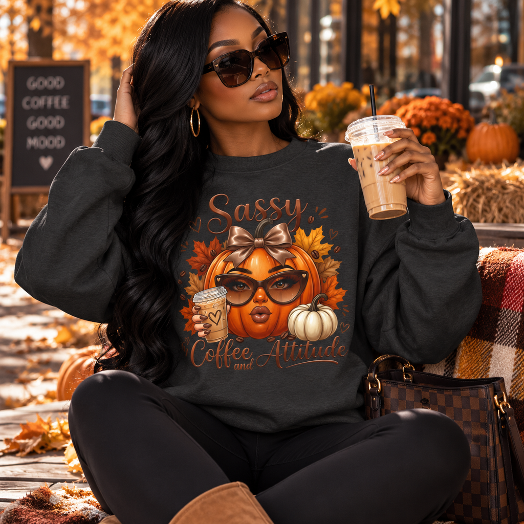 Sassy Coffee & Attitude Fall Crewneck Sweatshirt 