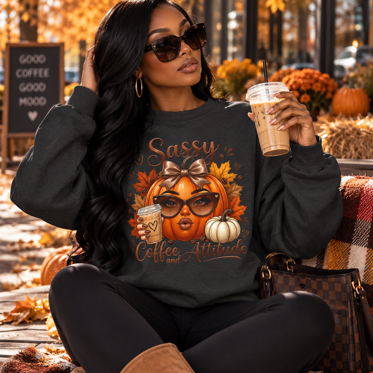Sassy Coffee & Attitude Fall Crewneck Sweatshirt 