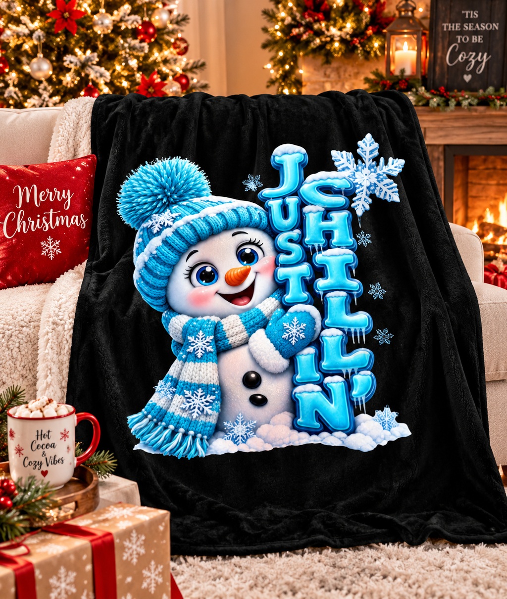 CHRISTMAS JUST CHILLIN Sherpa Fleece Blanket