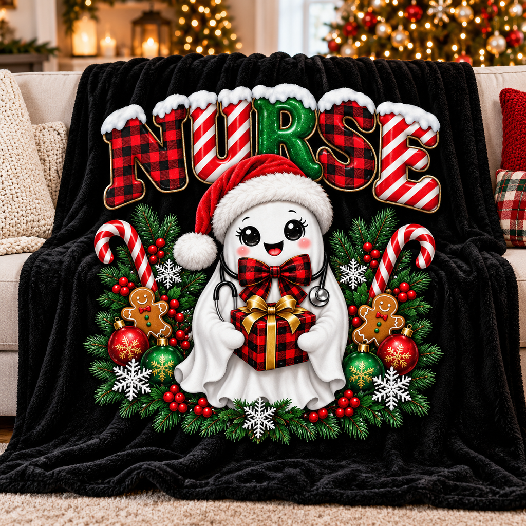 NURSE CHRISTMAS Velveteen Microfiber Blanket