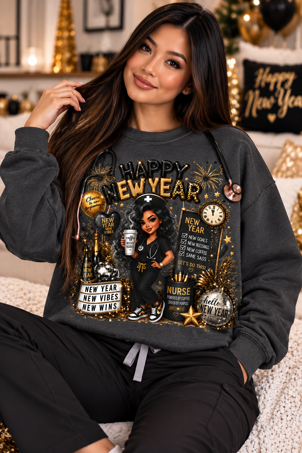 SASSY NEW YEAR NURSE Crewneck Sweatshirt