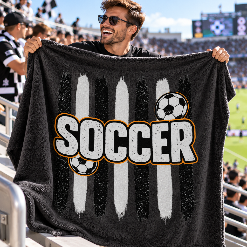 MEN SOCCER BLANKET Sherpa Fleece Blanket