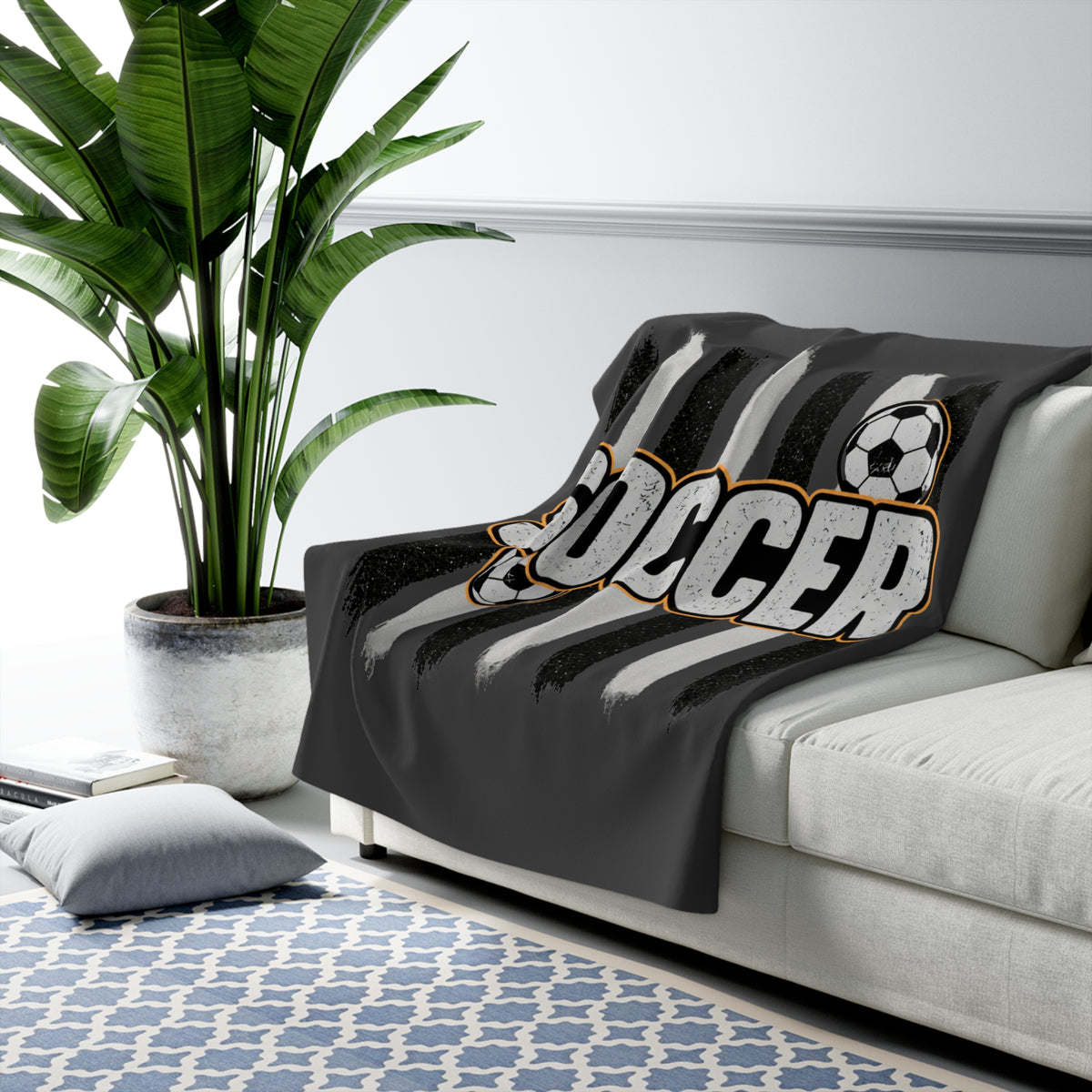 MEN SOCCER BLANKET Sherpa Fleece Blanket